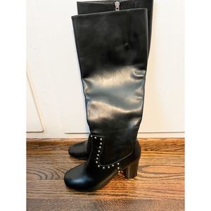 All Saints Black Leather Boots with Stud Detail, Size 7 (NWT)